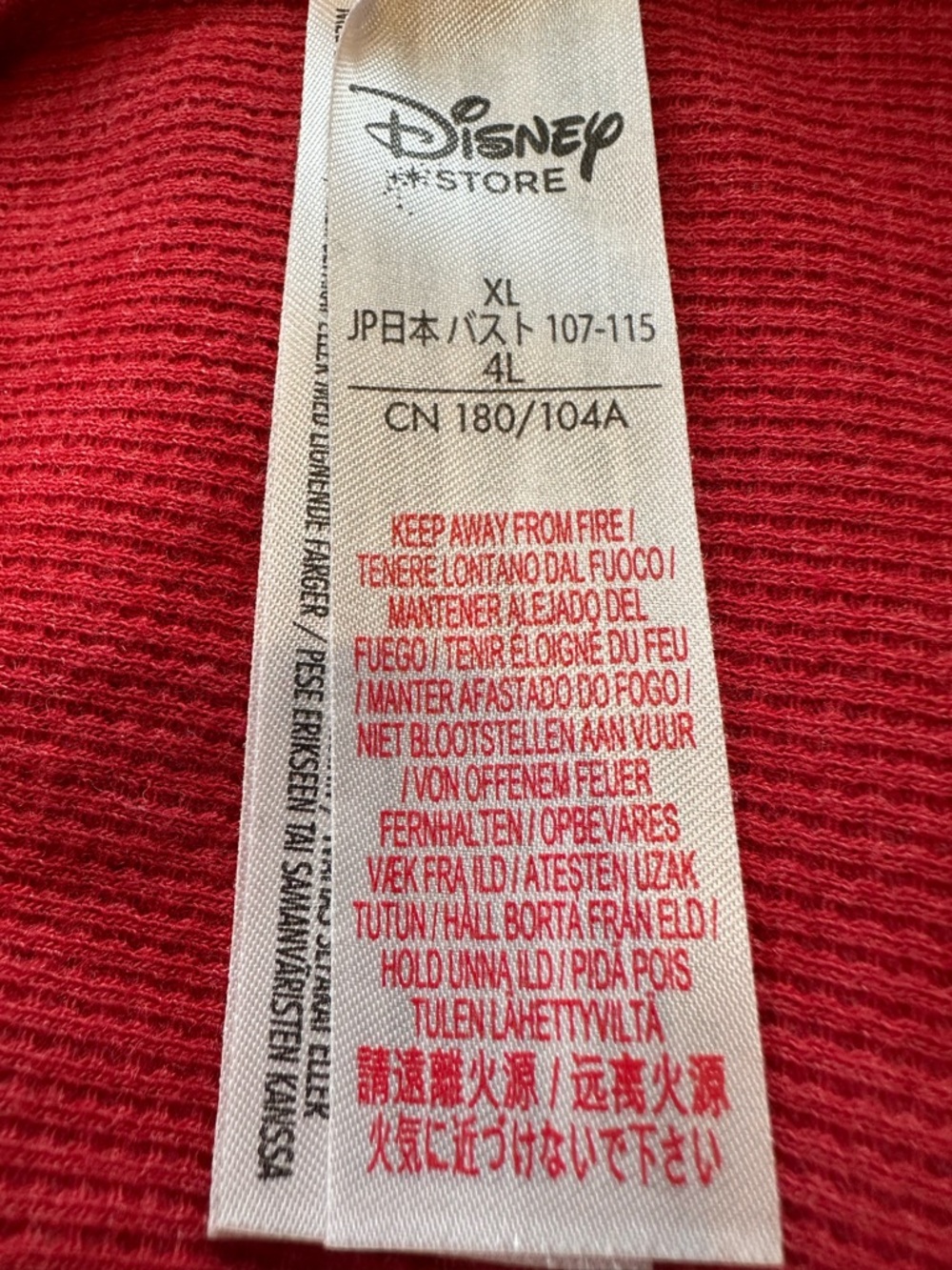 Disney Store Red Waffle Knit "LOVE" Mickey Mouse Long Sleeve Shirt XL - Picture 7 of 10
